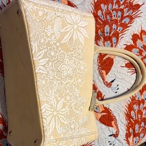 Oscar de la Renta Cream Floral Tote